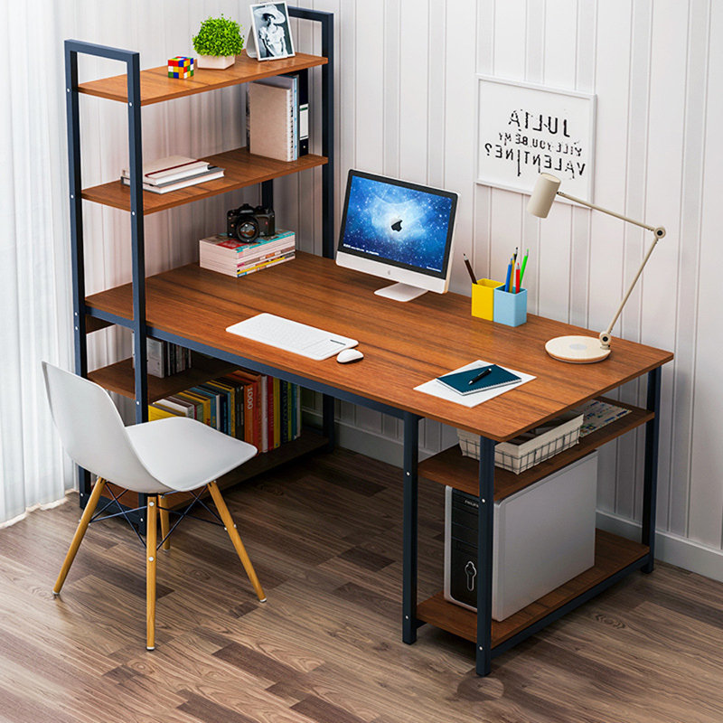Inbox Zero Corner Computer Desk With Storage Shelf Wooden Desktop